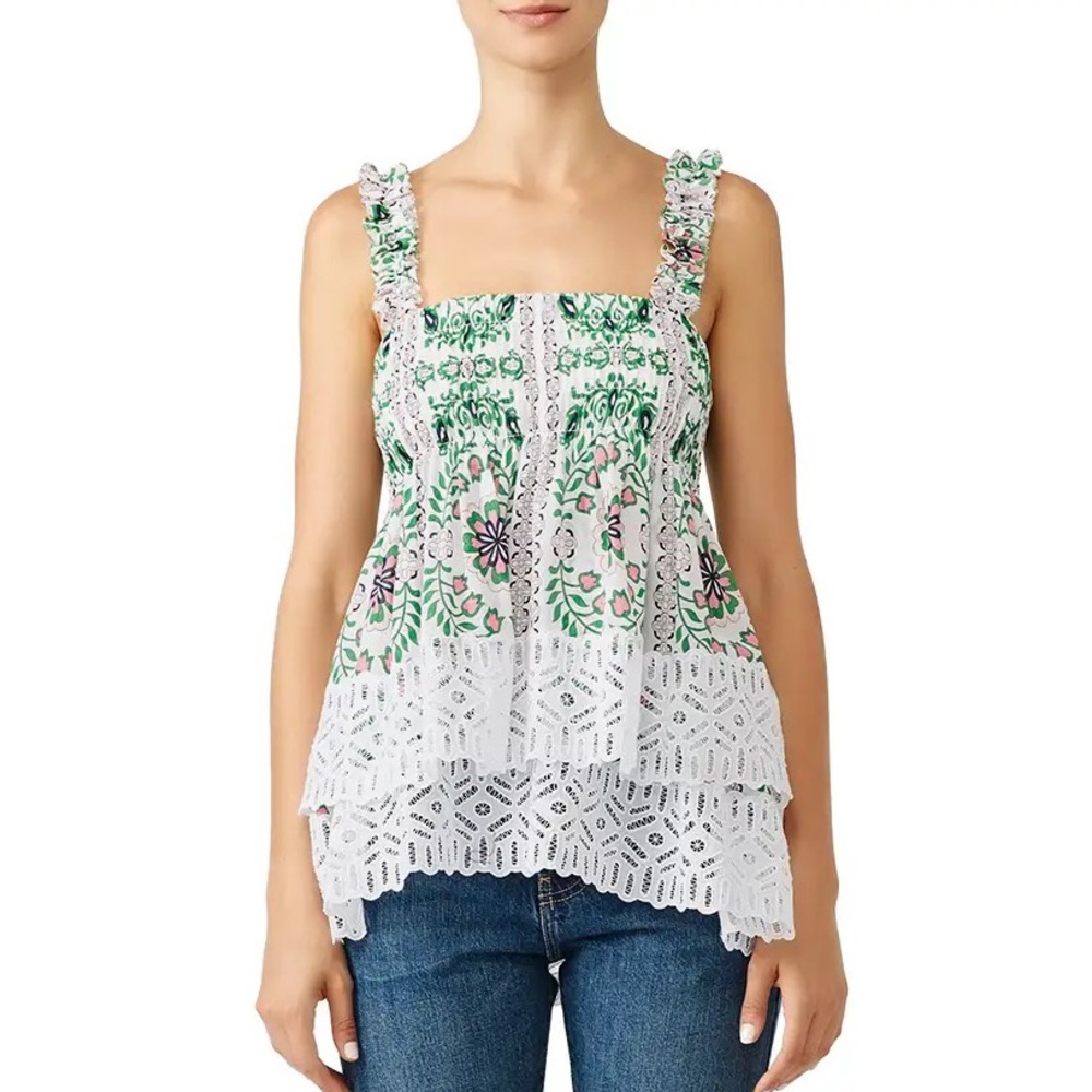 Tory Burch Garden Party Georgette Top Sleeveless Size 8 NWT